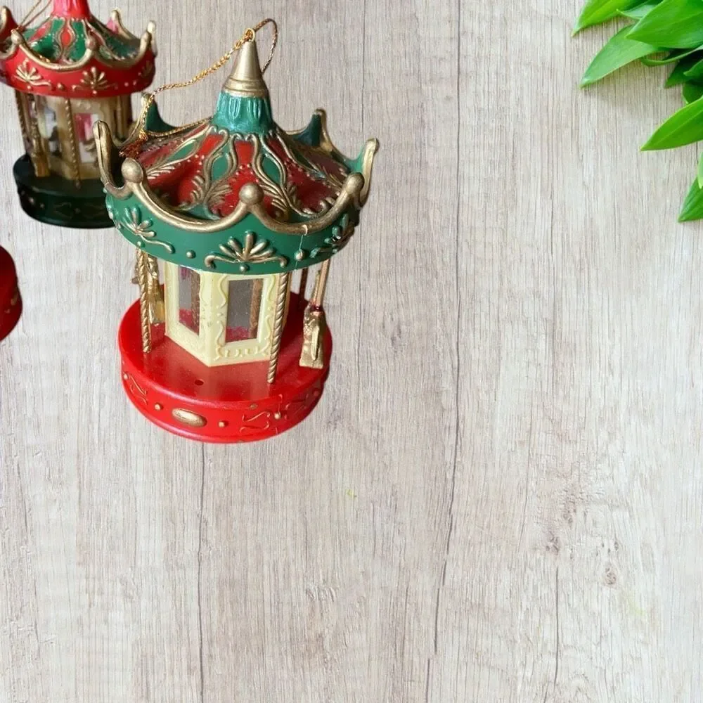 VTG 1990s Plastic Carousel Christmas Ornaments Set of 6 plus